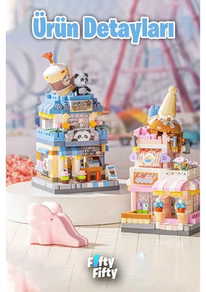 Loz Micro Block Serisi Kahve Dükkanı 400 Parça Oyuncak Yapım Seti FFLZ-8814 modelleri