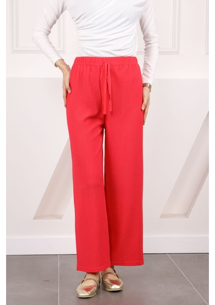 Pembe Bürümcük Bol Paça Pantolon