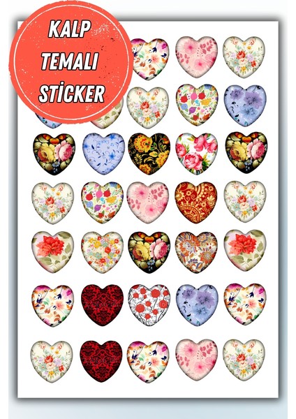 Kalp Temalı Sticker Planner Ajanda Bullet Journal Için Uygun