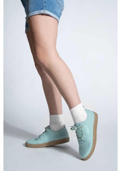 Kadın Sneaker Işlemeli Nakışlı Renkli Bağcıklı Spor Ayakkabı Valgin
