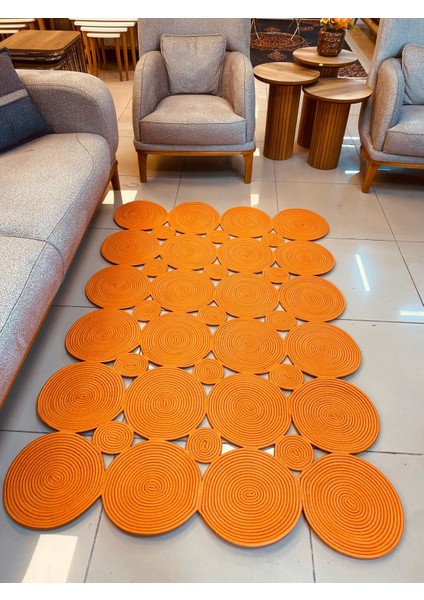 Jüt Hasır Görünümlü Desenli Modern El Örgüsü Dikdörtgen Halı Kilim