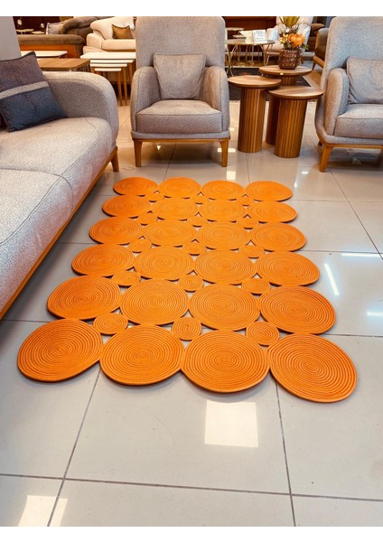 Jüt Hasır Görünümlü Desenli Modern El Örgüsü Dikdörtgen Halı Kilim