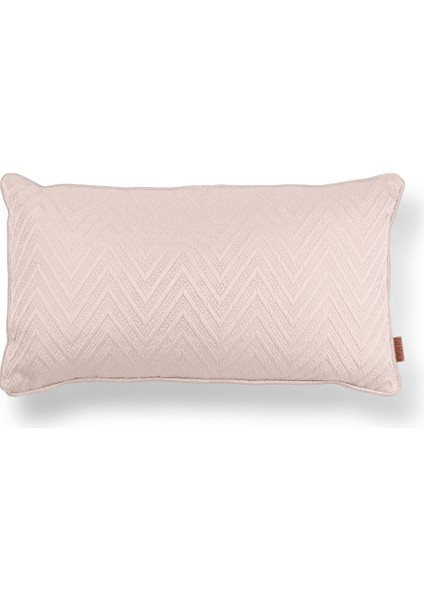 Fiona Saten Kabartmalı Zigzag Desenli 35*65 Biyeli Kırlent Vizon