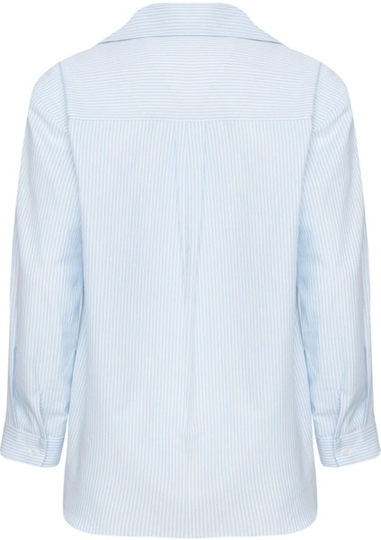 Mavi Çizgili Tek Cep Basic Gömlek fiyatları