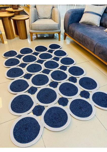 Jüt Hasır Görünümlü Desenli Modern El Örgüsü Dikdörtgen Halı Kilim