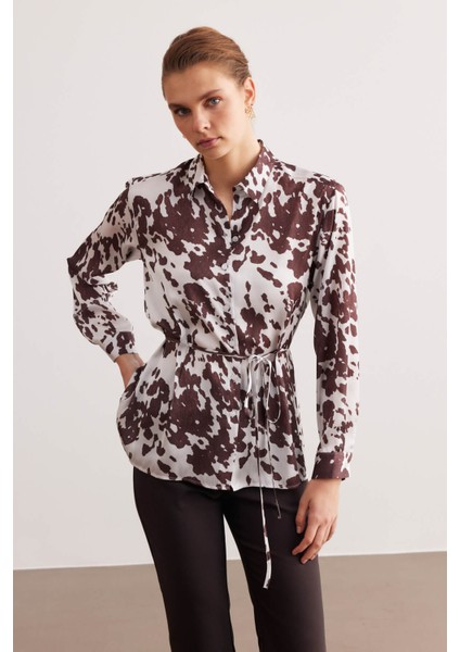 Mavi Bağlamalı Desenli Gömlek