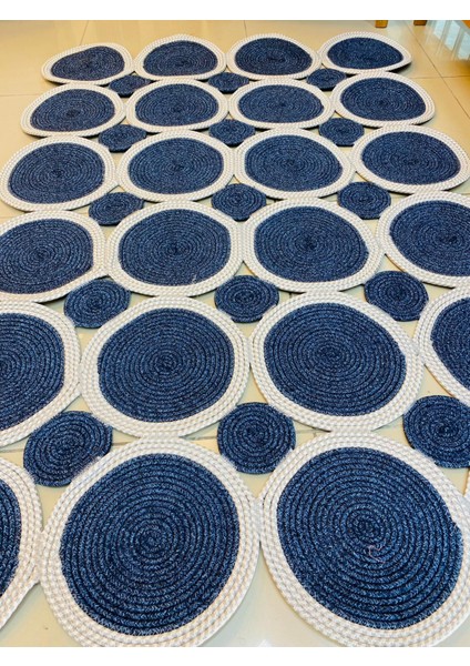 Jüt Hasır Görünümlü Desenli Modern El Örgüsü Dikdörtgen Halı Kilim