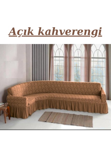 Jakarlı L Köşe Koltuk Örtüsü. 7 Kişilik, Esnek, Yıkanabilir Köşe Koltuk Kılıfı. Toplam Uzunluk 550CM