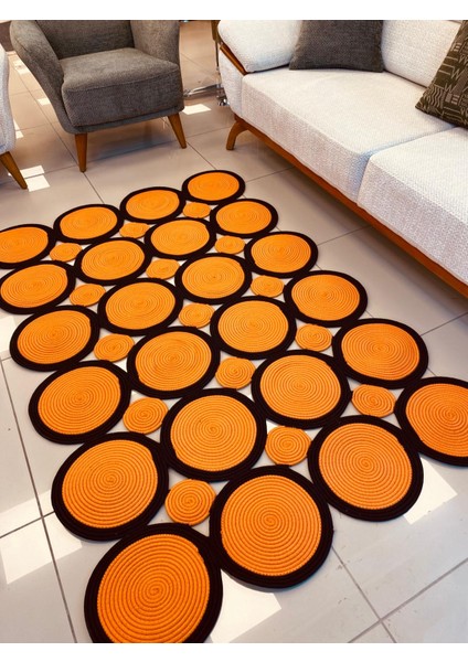 Jüt Hasır Görünümlü Desenli Modern El Örgüsü Dikdörtgen Halı Kilim