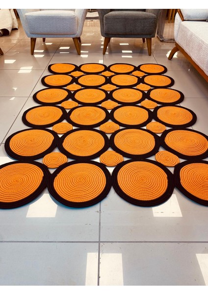 Jüt Hasır Görünümlü Desenli Modern El Örgüsü Dikdörtgen Halı Kilim