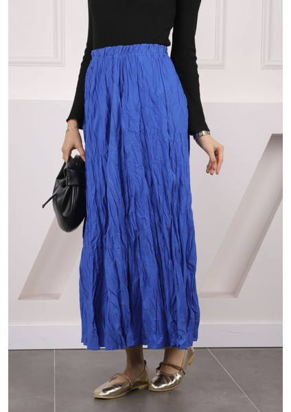 Saks Mavi Bel Lastikli Kraş Etek fiyatları