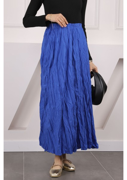 Saks Mavi Bel Lastikli Kraş Etek fırsatları