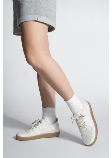 Kadın Sneaker Işlemeli Nakışlı Renkli Bağcıklı Spor Ayakkabı Valgin