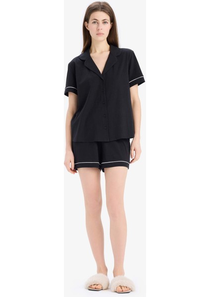 Pijama Takımı Kısa Kollu Üst Şort Alt-Fall in Love B8679AX25SP