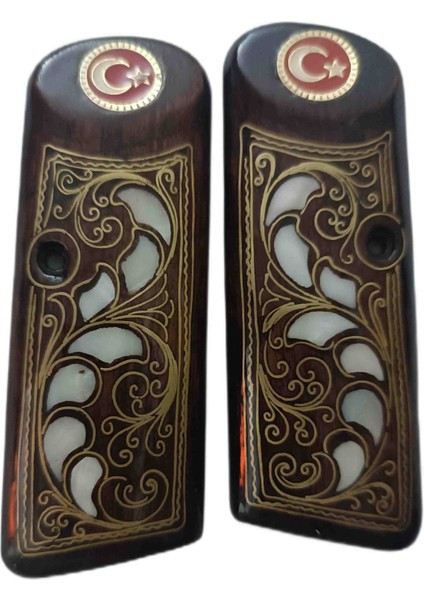 Belçika Browning Fn 1922 Işlemeli Ahşap Kabze