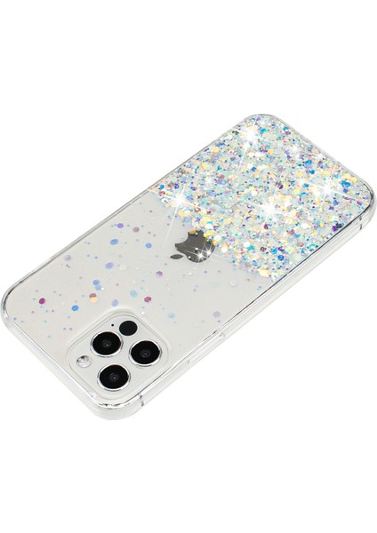 iPhone 12 Pro Max Için 6.7 Inç Tpu Kılıf Epoksi Parıltılı Işıltılı Parlak Telefon Kapağı-Beyaz (Yurt Dışından) modelleri
