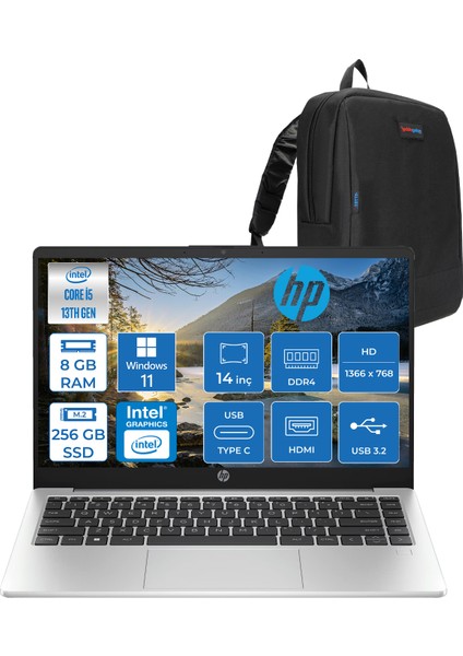 240 G10 Intel Core I5 1335U 8gb 256GB SSD Intel® Iris® Xᵉ Grafik Windows 11 Home 14" Hd (1366 x 768) Sva Taşınabilir Bilgisayar 968L6ETH01 + Zetta Çanta