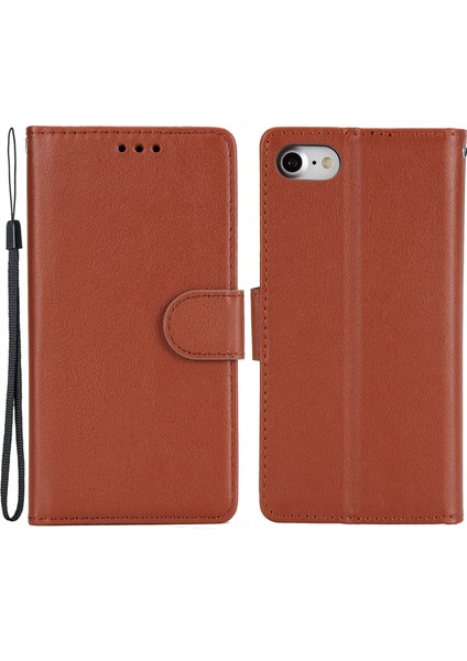 iPhone 7/8 Kılıf Pu Deri 3 Kart Yuvalı Stand Telefon Kapağı-Kahverengi (Yurt Dışından)