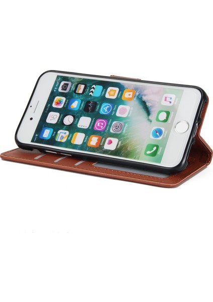 iPhone 7/8 Kılıf Pu Deri 3 Kart Yuvalı Stand Telefon Kapağı-Kahverengi (Yurt Dışından) modelleri