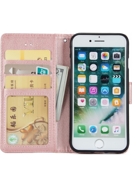 IPhone 7/8 Kılıf Pu Deri 3 Kart Yuvaları Stand Telefon Kapağı-Gül Altın (Yurt Dışından) fiyatları