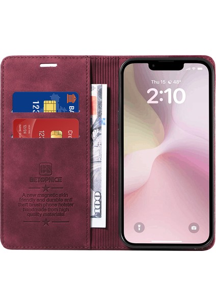 iPhone SE(2024)CÜZDAN Kılıfı Rfıd Engelleme Deri+Tpu Darbeye Dayanıklı Telefon Kabuğu-Kırmızı (Yurt Dışından) fiyatları