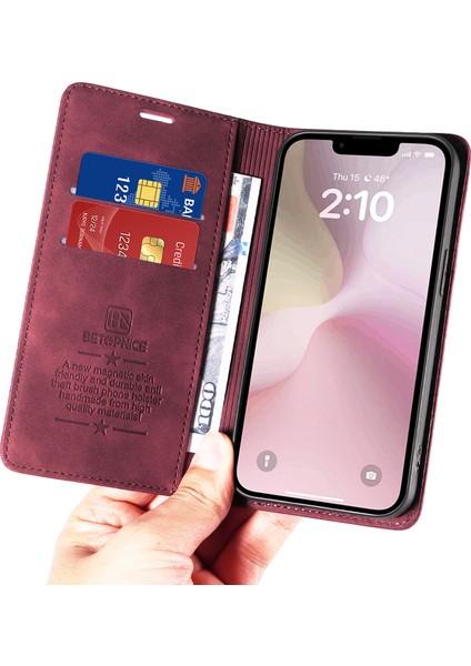 iPhone SE(2024)CÜZDAN Kılıfı Rfıd Engelleme Deri+Tpu Darbeye Dayanıklı Telefon Kabuğu-Kırmızı (Yurt Dışından) indirimleri
