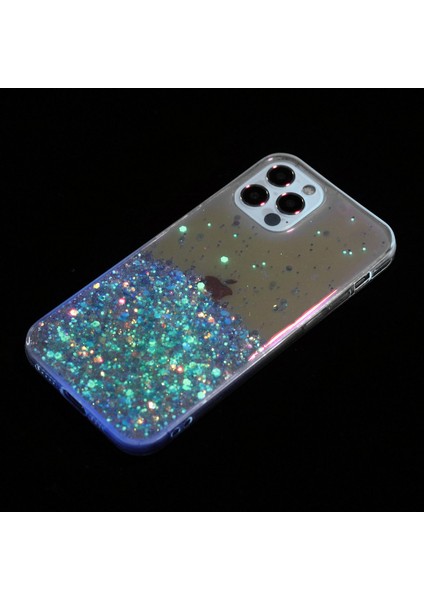 iPhone 12 Için 6,1 Inç/12 Pro 6,1 Inç Kılıf Parlak Parıltılı Tpu Epoksi Akıllı Telefon Kapağı-Mavi (Yurt Dışından)