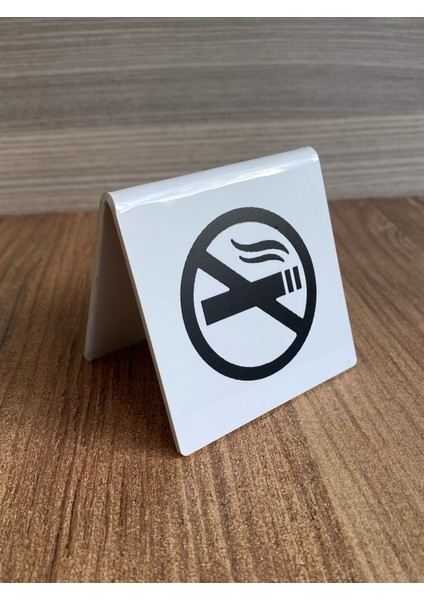 Beyaz Parlak Masaüstü Sigara Içilmez Isimlik (Çift Yönlü) modelleri