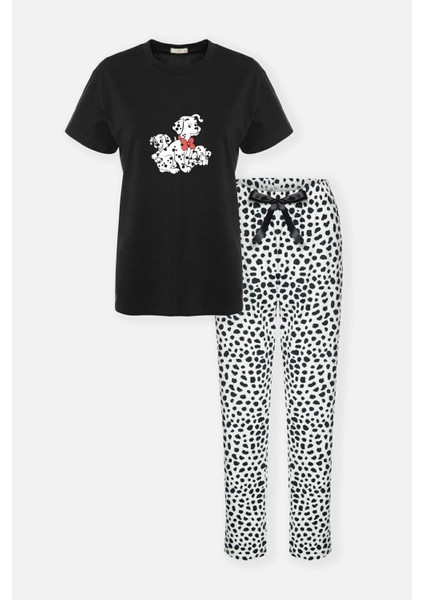 Kadın Pamuklu Dalmaçya Desenli Kısa Kollu Pijama Takımı