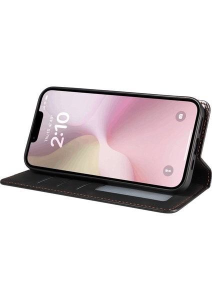 iPhone SE(2024) Için Kılıf Cilt-Dokunmatik Deri Manyetik Emme Telefon Kapağı-Siyah (Yurt Dışından) modelleri