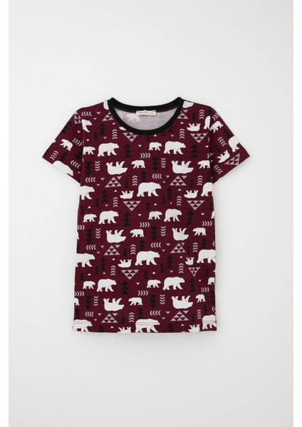 Girls & Boys Erkek Çocuk Şortlu Pijama Takımı Sevimli Kutup Ayıcığı Desenli 4-8 Yaş, Vişne Çürüğü fiyatları