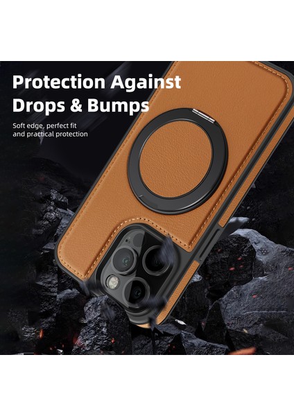 Apple iPhone 13 Pro Için Kılıf Deri+Pc+Tpu Kickstand Telefon Kılıfı Magsafe-Brown ile Uyumlu (Yurt Dışından)