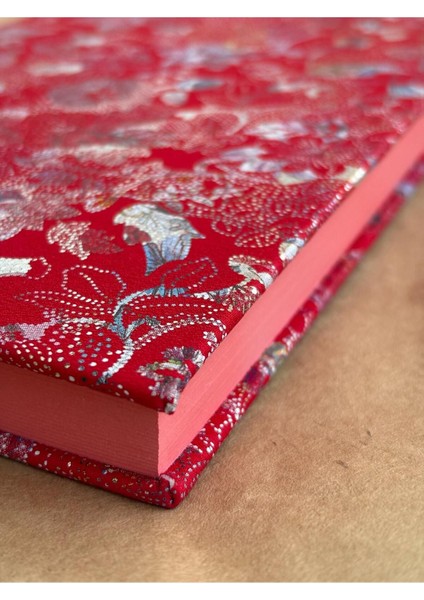 Atakids Lizy Deri Kapaklı Çiçek Desenli Çizgili Defter | 14X20 cm | 70 Yaprak | Sert Kapak |