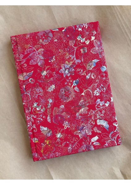 Atakids Lizy Deri Kapaklı Çiçek Desenli Çizgili Defter | 14X20 cm | 70 Yaprak | Sert Kapak |