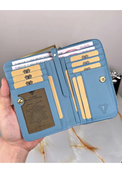 Hakiki Deri Çok Bölmeli Fermuarlı Lüks Elit Kadın Cüzdan 2091 fiyatları
