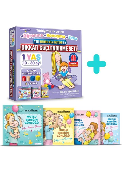 Osman Abalı Dikkati Güçlendirme Seti 1 Yaş + Mutlu Bebeğin Günlüğü 4 Kitaplık Set