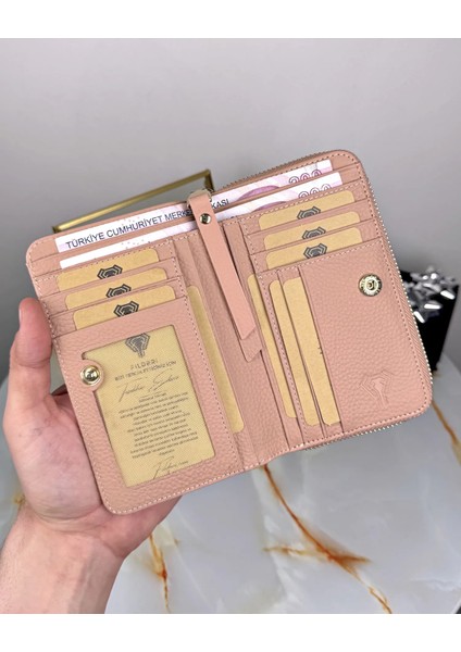 Hakiki Deri Çok Bölmeli Fermuarlı Lüks Elit Kadın Cüzdan 2091 fiyatları