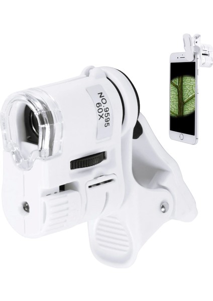 60X Mini Cep Telefonu Mandallı Mikroskop Uv Ledli Büyüteç Model AL2431