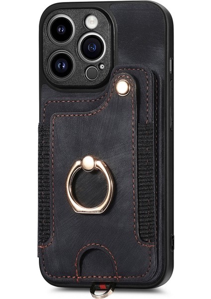 Apple iPhone 14 Pro Cep Telefonu Kılıfları Için Vintage Kart Yuvaları Kickstand Rfıd Engelleme Kabuk-Siyah (Yurt Dışından) fırsatları