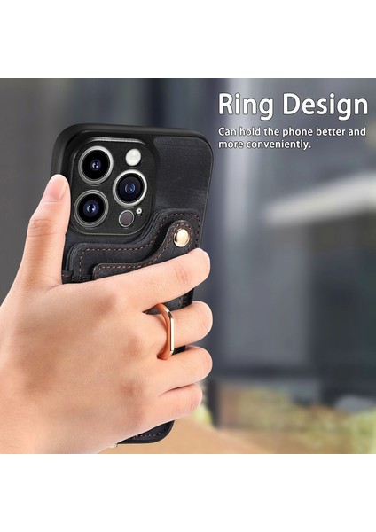 Apple iPhone 14 Pro Cep Telefonu Kılıfları Için Vintage Kart Yuvaları Kickstand Rfıd Engelleme Kabuk-Siyah (Yurt Dışından) indirimleri