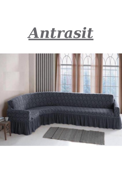 Jakarlı ( 5 KİŞLİK ) L Köşe Koltuk Örtüsü Lastikli Esnek Yıkanabilir KÖŞE Kılıfı 300/350 arasi ölçulere uymakyadir