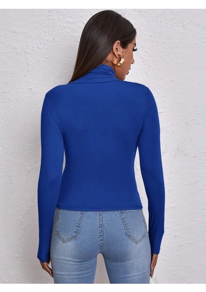 Üçaymoda Kadın Uzun Kollu Balıkçı Yaka Viskon Bluz