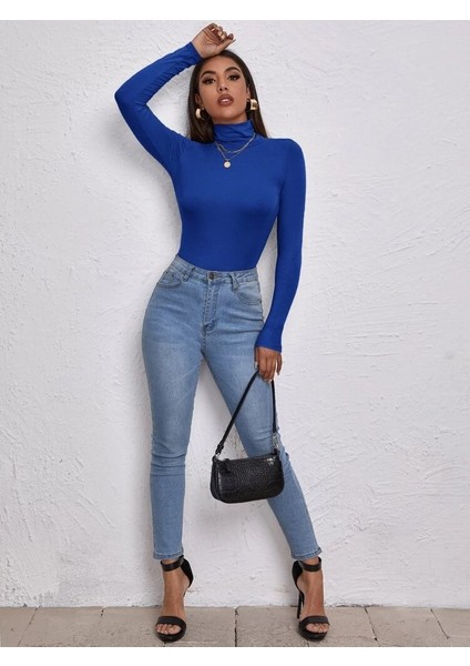 Üçaymoda Kadın Uzun Kollu Balıkçı Yaka Viskon Bluz