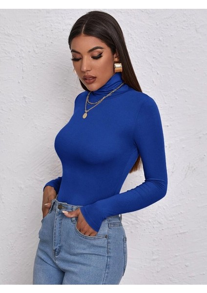 Üçaymoda Kadın Uzun Kollu Balıkçı Yaka Viskon Bluz