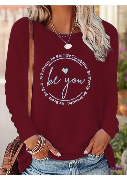 Üçaymoda Kadın Uzun Kollu Bisiklet Yakabe Youdesenli Viskon Bluz