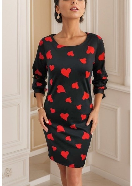 Üçaymoda Kadın Uzun Kollu Bisiklet Yaka Dalgıç Mini Boy Elbise indirimleri