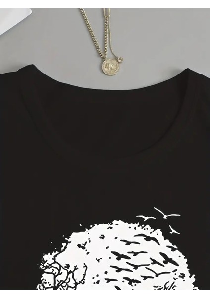 Üçaymoda Kadın Uzun Kollu Bisiklet Yaka Kurukafa Desenli Viskon Bluz fırsatları