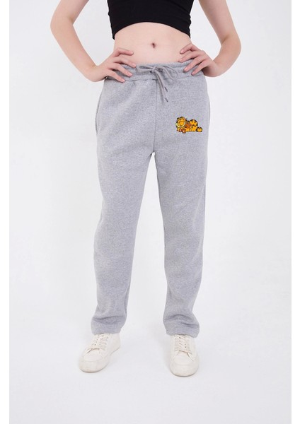 Üçaymoda Üç Iplik Baskılı Eşofman Pantolon - Gri