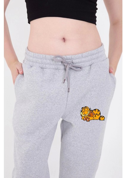 Üçaymoda Üç Iplik Baskılı Eşofman Pantolon - Gri fırsatları