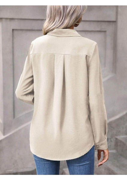 Üçaymoda Kadın Uzun Kollu Yakalı Önden Düğmeli Aerobin Gömlek modelleri